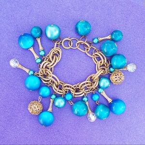 Vintage Blue Moonglow Bead Dangle Bracelet